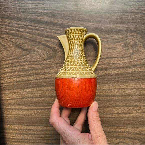 VINTAGE Ceramic & Wood Vessel - Picture 3 of 5